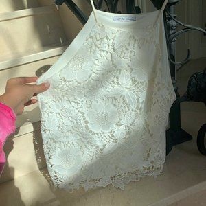 Zara white floral lace top - size large